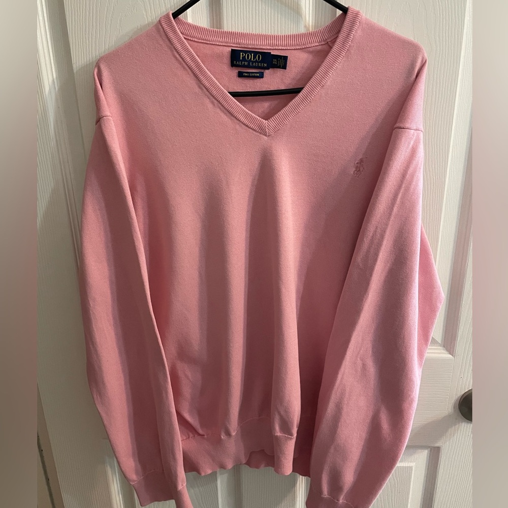 Pink, men, Polo V-neck sweater